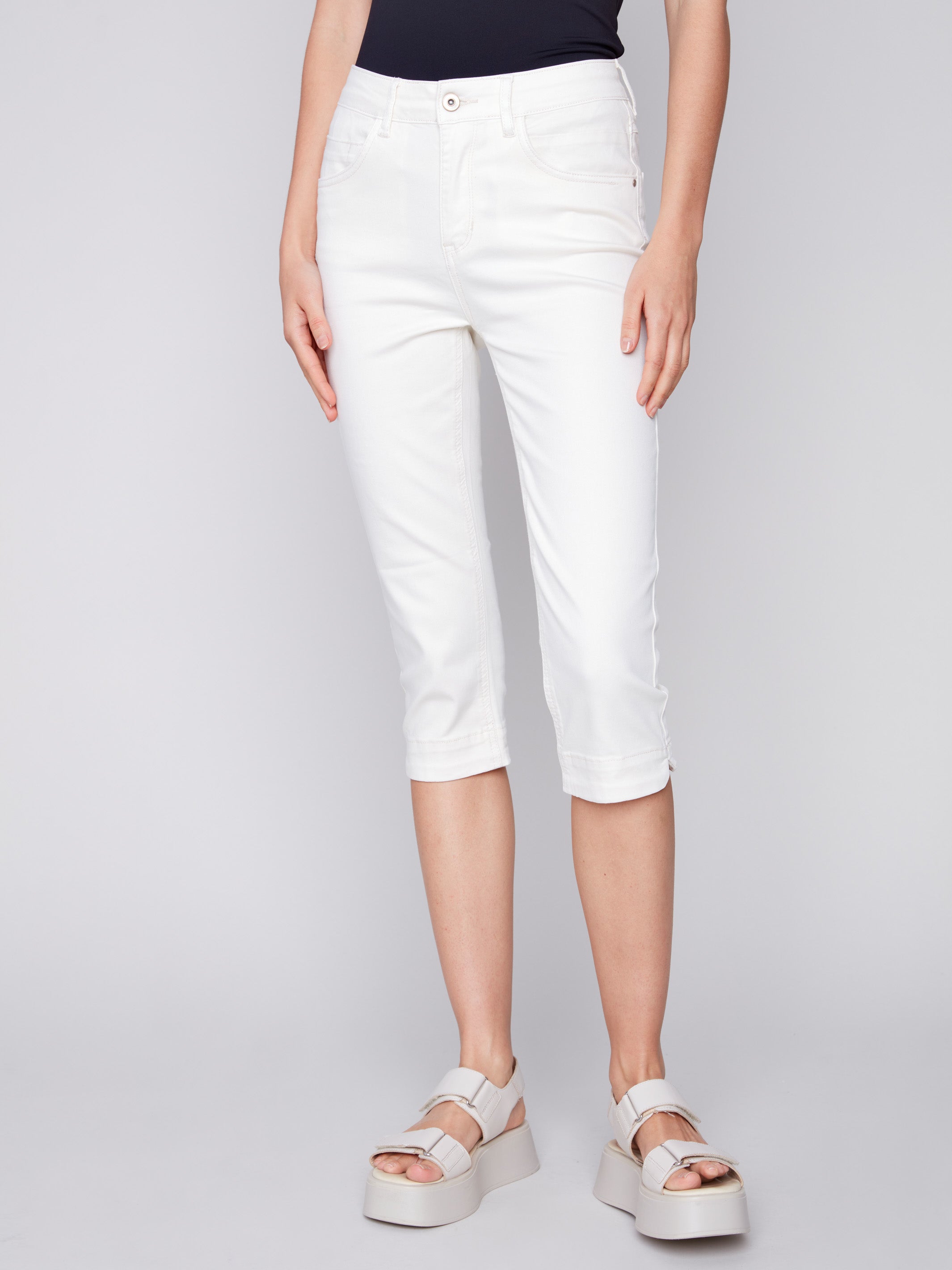 Knee High Capri Twill Pants - Natural - Charlie B Collection Canada - Image 3