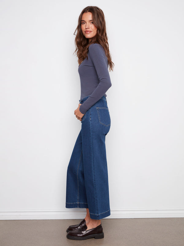Patch Pocket Flare Jeans - Indigo