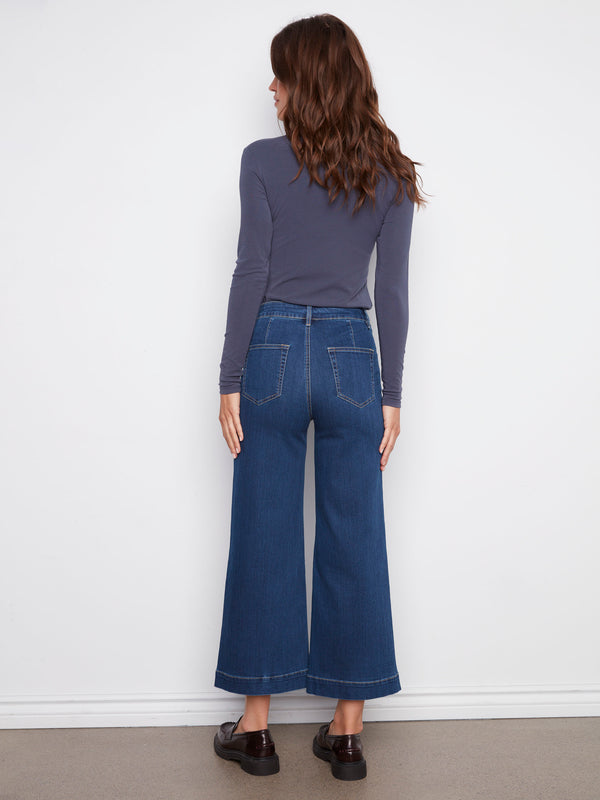 Patch Pocket Flare Jeans - Indigo