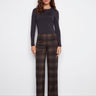 Women's plaid pants in cacao with an elastic waistband for a comfortable fit by Charlie B.