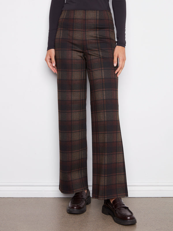 Printed Pull-On Ponte Wide Leg Pants - Cacao