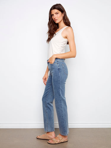 Jean à jambe droite Charlotte - Bleu moyen