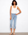 Experience the comfort of stretch denim with these jeans, featuring a stylish snap button detail on the cuff by Charlie B.