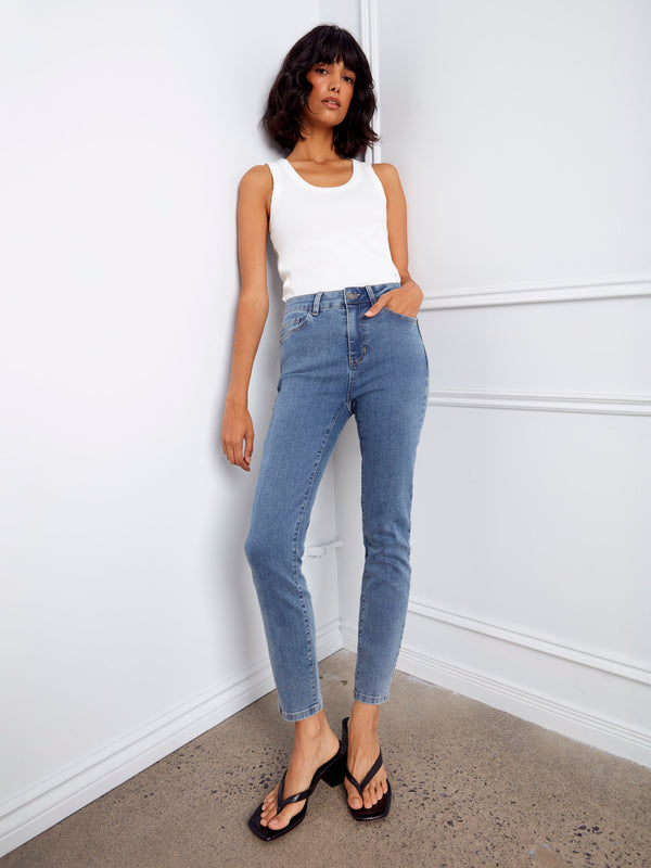 Claudia Slim Leg Jeans - Medium Blue