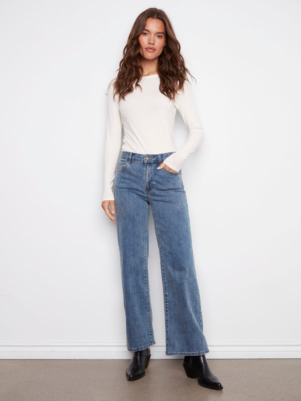 Chloe Wide Leg Jeans - Medium Blue