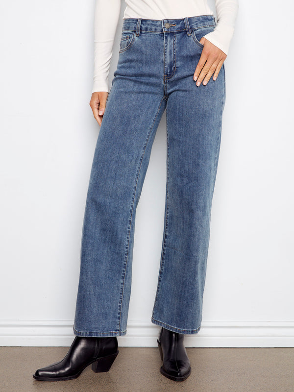Chloe Wide Leg Jeans - Medium Blue
