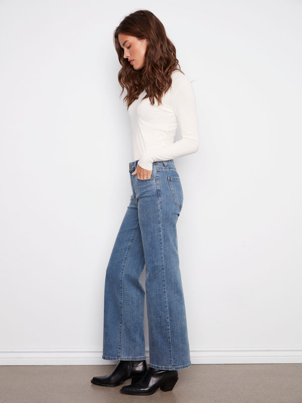 Chloe Wide Leg Jeans - Medium Blue