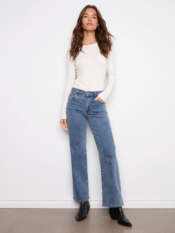 Chloe Wide Leg Jeans - Medium Blue