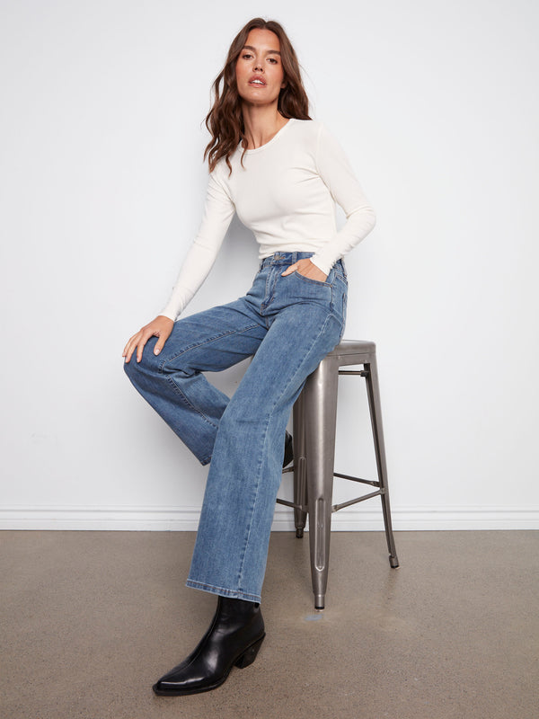 Chloe Wide Leg Jeans - Medium Blue