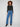 Blue wide-leg jeans in stretch corduroy denim, offering a comfortable fit by Charlie B.