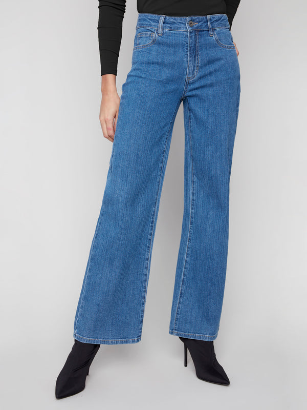 Wide Leg Corduroy Jeans - Stripes