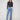 Medium blue jeans with a straight leg cut, featuring a regular rise and detailed lace embroidery for added style by Charlie B.