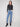 Medium blue jeans with a straight leg cut, featuring a regular rise and detailed lace embroidery for added style by Charlie B.