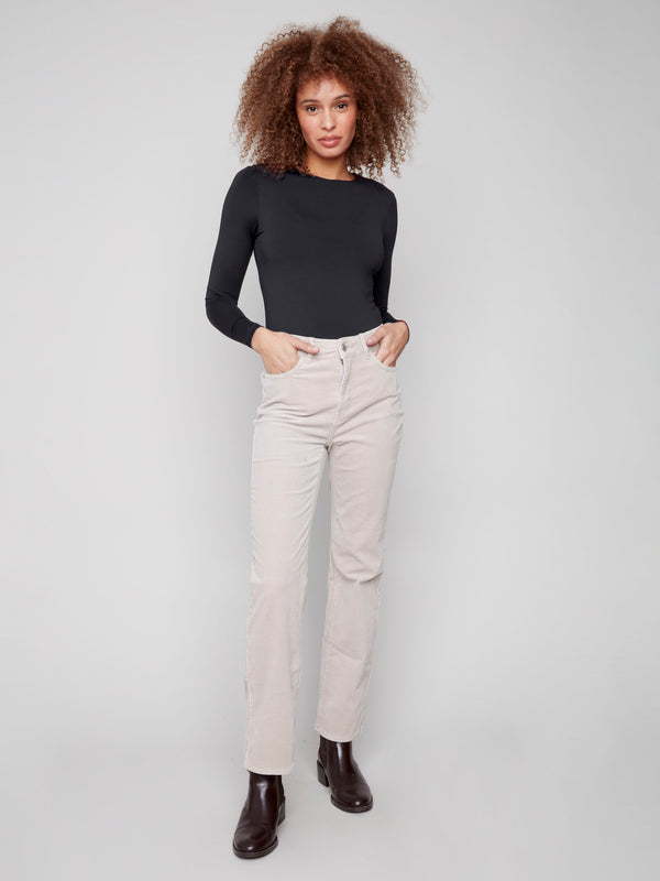 Oat corduroy pants featuring a straight fit and regular rise, perfect for versatile styling by Charlie B.