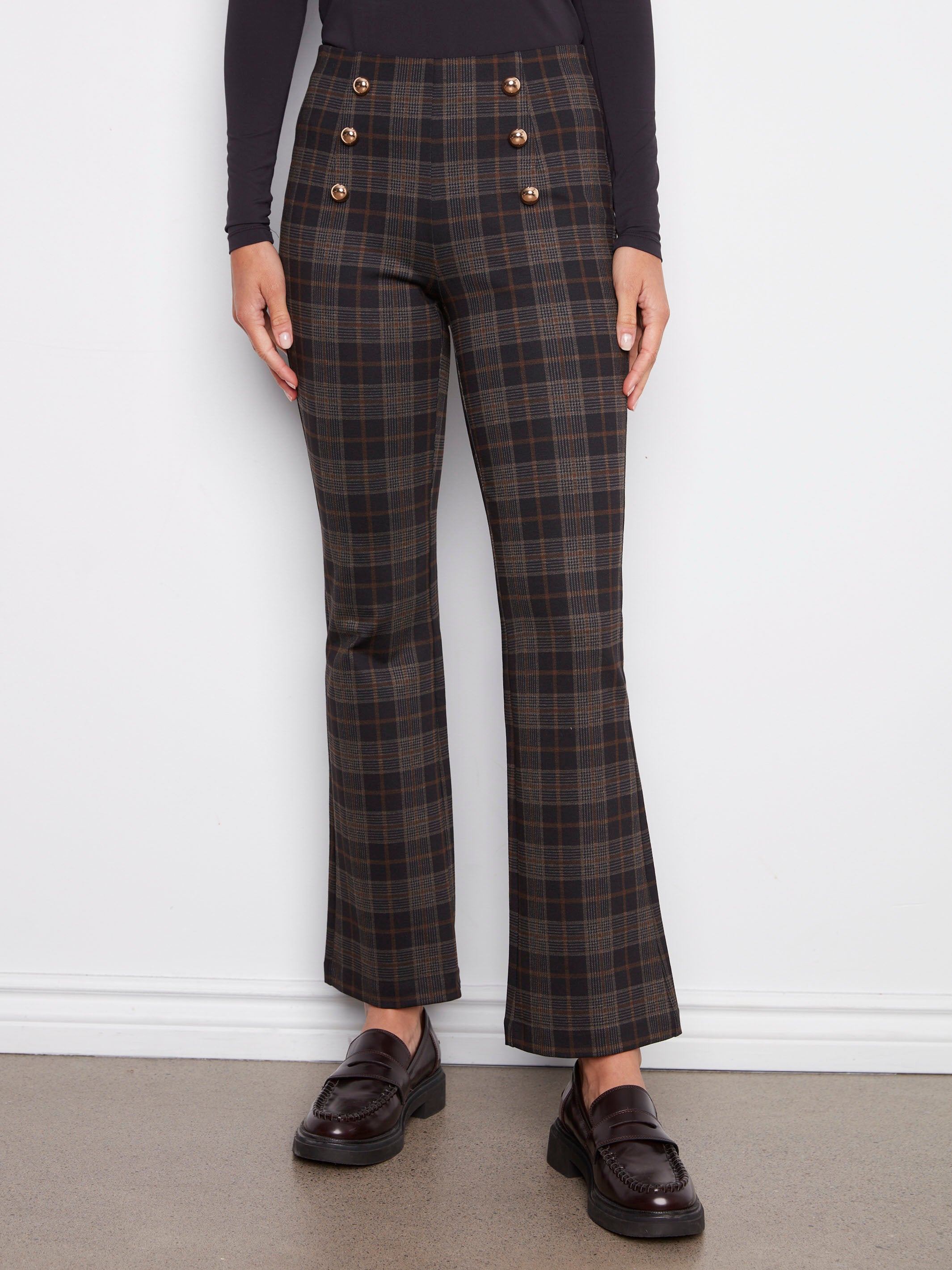 Elegant plaid pants featuring an elastic waistband for added comfort and style by Charlie B.