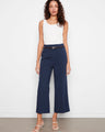 Navy pants with a belted waist, showcasing the cropped length and wide leg design for a chic look by Charlie B.