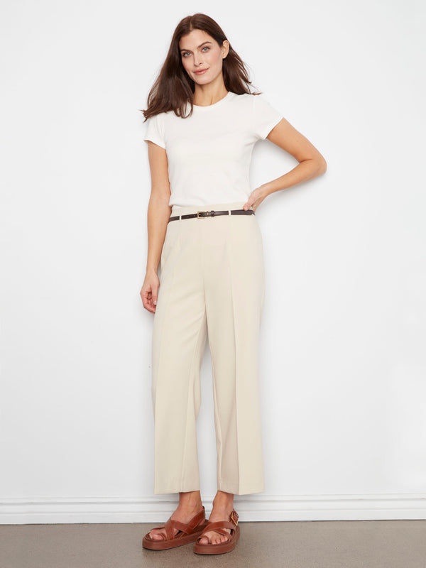 A belted waist adds an elegant touch to these versatile pants, ensuring a flattering silhouette by Charlie B.