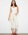 Natural cropped twill pants featuring a regular rise and intricate hem embroidery by Charlie B.