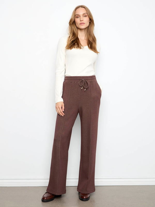Pantalon jogger à jambe large en scuba doux - Expresso Chiné
