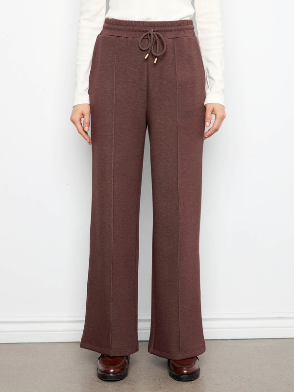 Pantalon jogger à jambe large en scuba doux - Expresso Chiné