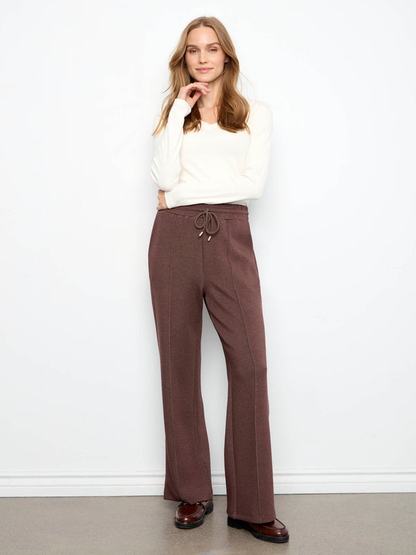 Pantalon jogger à jambe large en scuba doux - Expresso Chiné