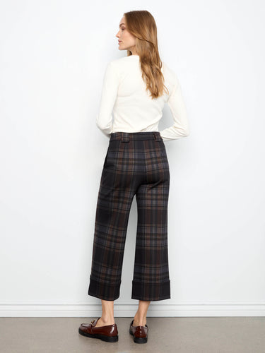 Crafted with stretch ponte fabric, these plaid pants ensure comfort without compromising on elegance by Charlie B.