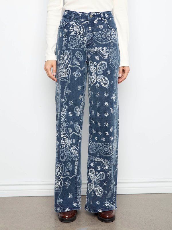 Pantalon imprimé en sergé à jambe large - Bandana