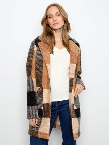 Fashion-forward coat with convenient patch pockets, offering both style and practicality for daily wear by Charlie B.