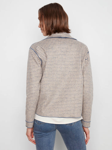 This versatile checkered piece is equipped with a classic shirt collar for timeless appeal. Created by Charlie B.