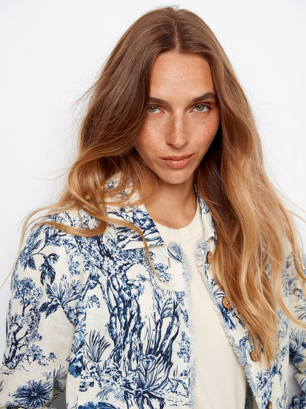 Printed Linen Blend Jacket - Versailles
