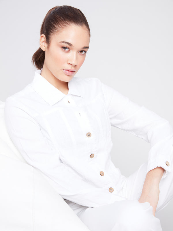 Linen Blend Jacket - White
