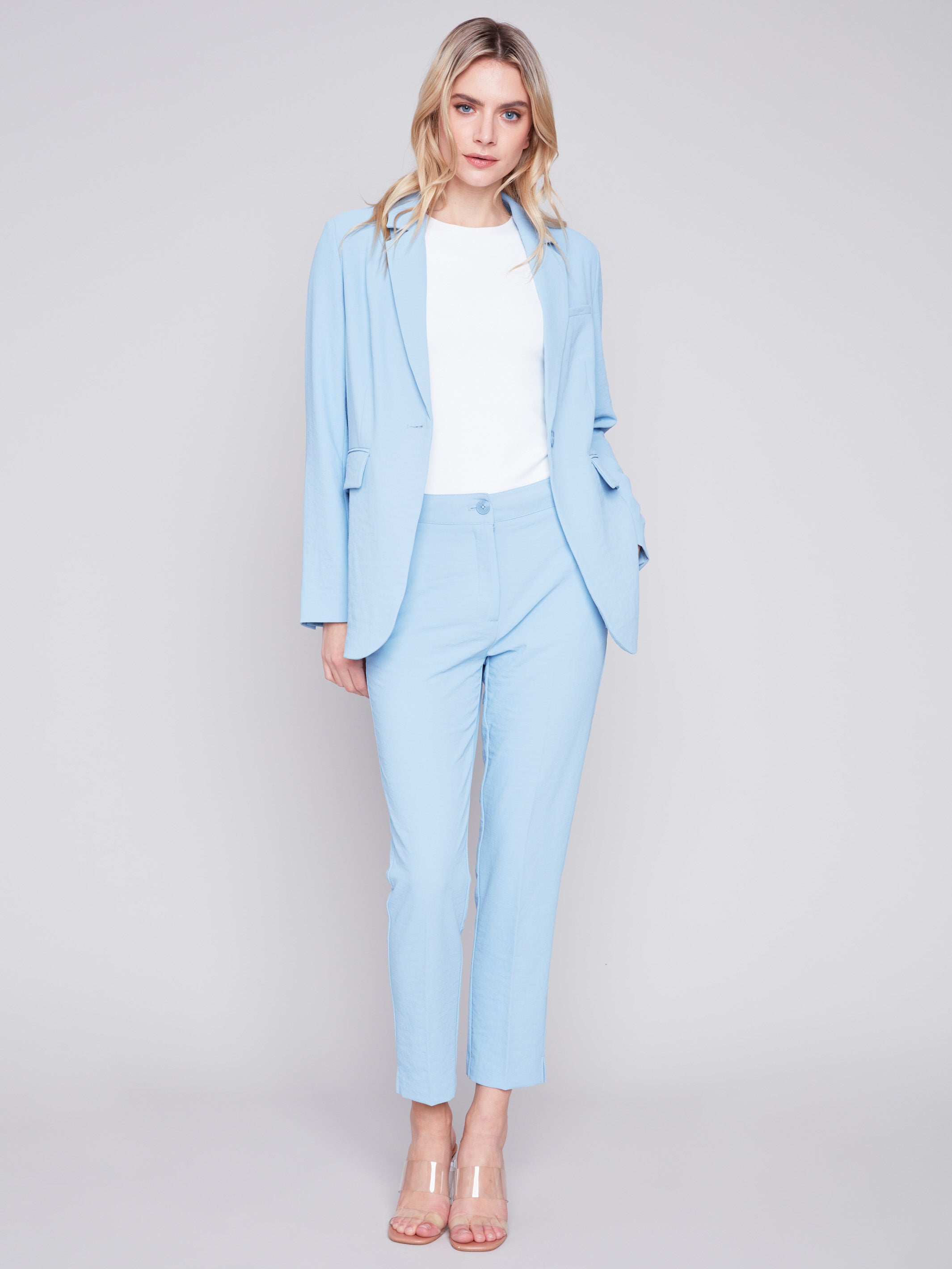 Side Slit Tapered Pants - Sky - Charlie B Collection Canada - Image 4