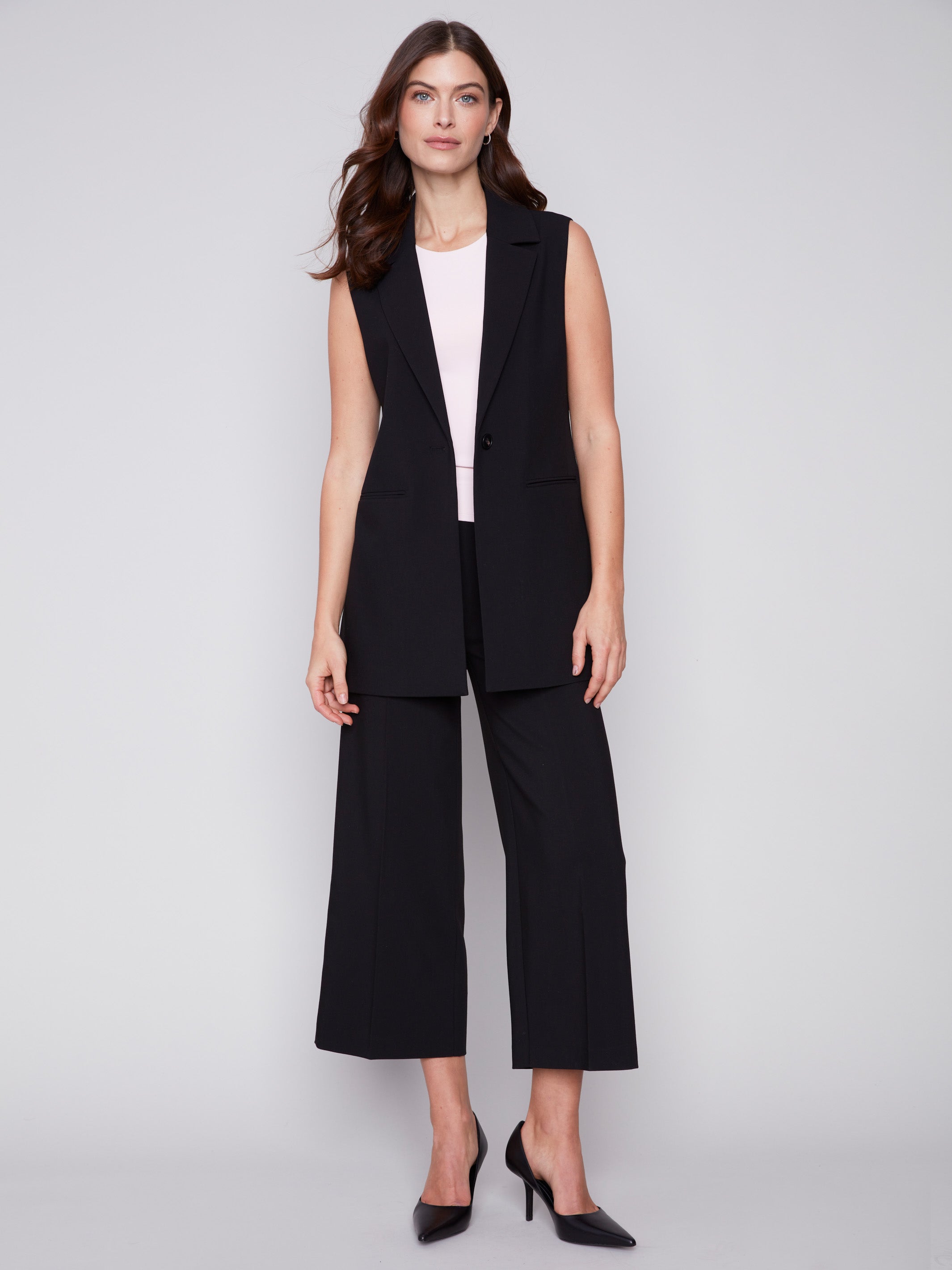 Cropped Wide Leg Pants - Black - Charlie B Collection Canada - Image 4