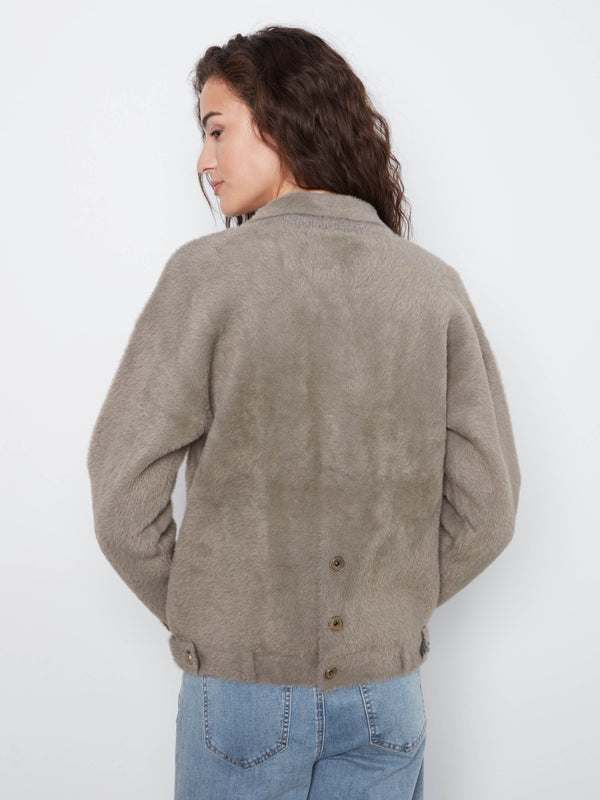 Veste en tricot jacquard doux - Verveine