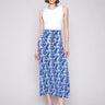 Blue floral skirt with midi length by Charlie B.