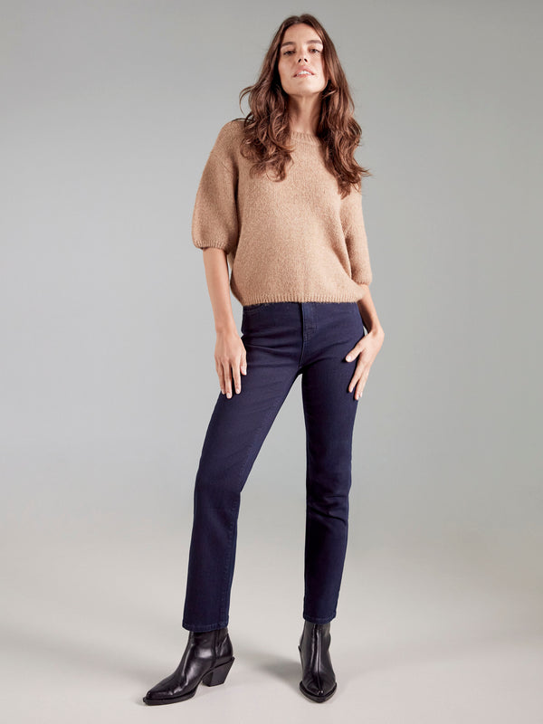 Balloon Elbow Sleeve Knit Sweater - Sesame