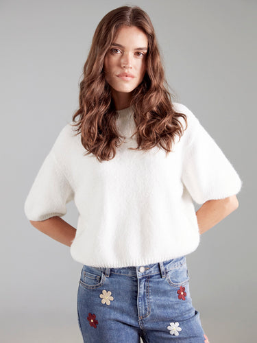 Relaxed fit ecru knit designed to offer both comfort and effortless style every day by Charlie B.