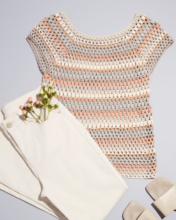 Haut en crochet à manches cape - Caillou
