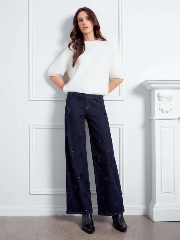 Balloon Elbow Sleeve Knit Sweater - Ecru