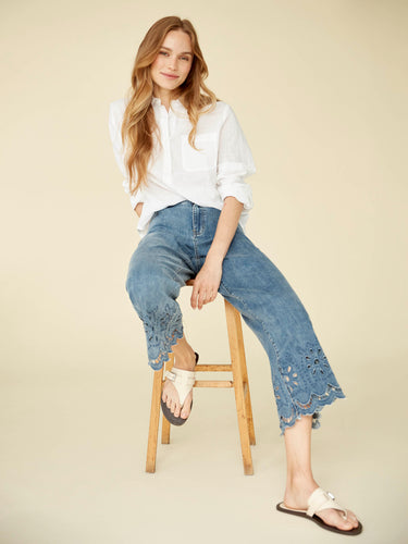 These stretch denim pants offer ease of movement while maintaining their shape all day long. By Charlie B.