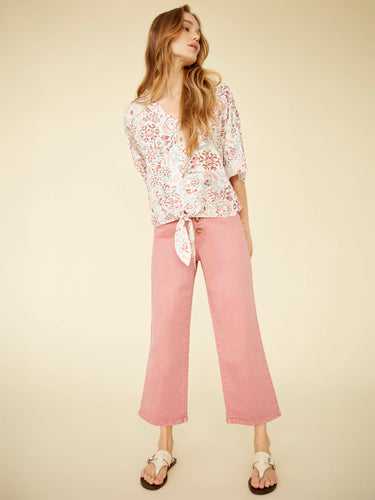 Pantalon en sergé écourté avec fermeture à boutons - Oeillet