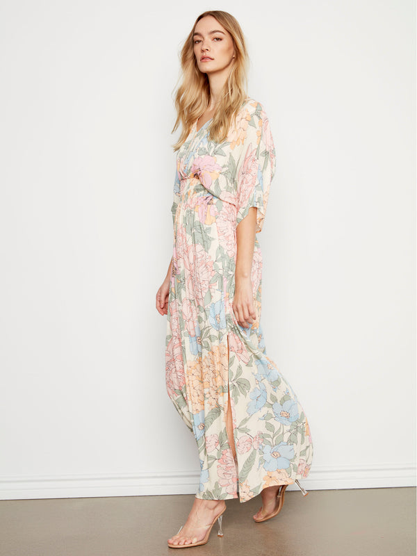 Elastic waist ensures a perfect fit in this floral maxi by Charlie B.