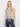 Striped Linen Blend Tie-Front Blouse - Denim