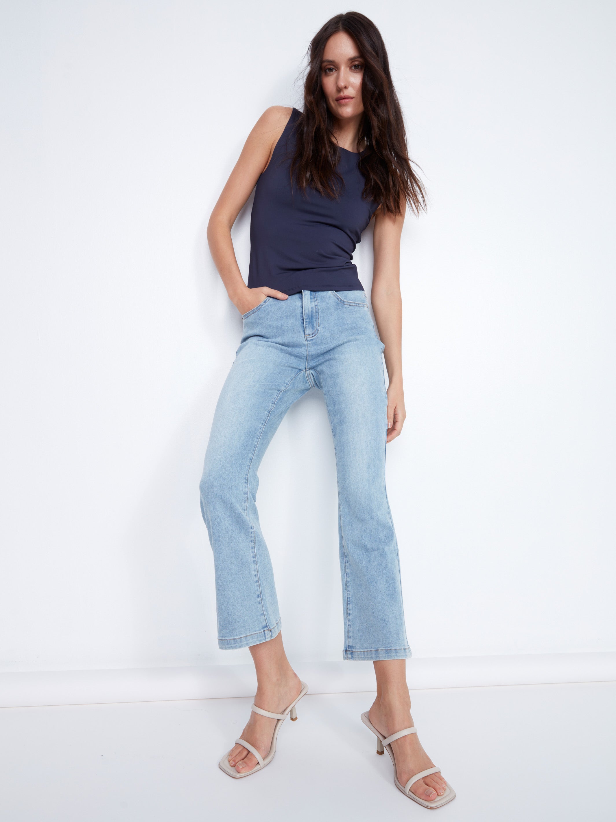 Bootcut Stretch Denim Pants - Light Blue - Charlie B Collection Canada - Image 6