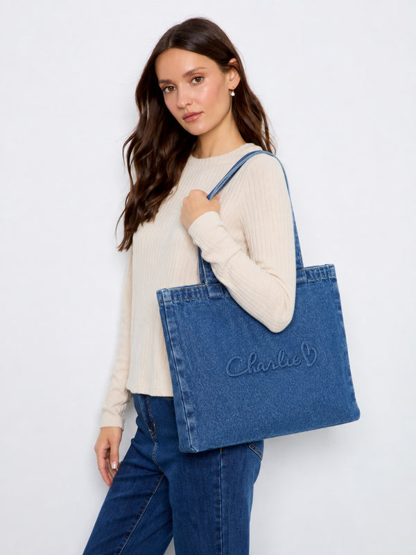 Denim Tote Bag - Medium Blue