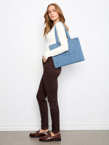 Denim Tote Bag - Light Blue