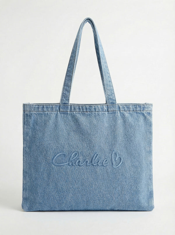 Denim Tote Bag - Light Blue