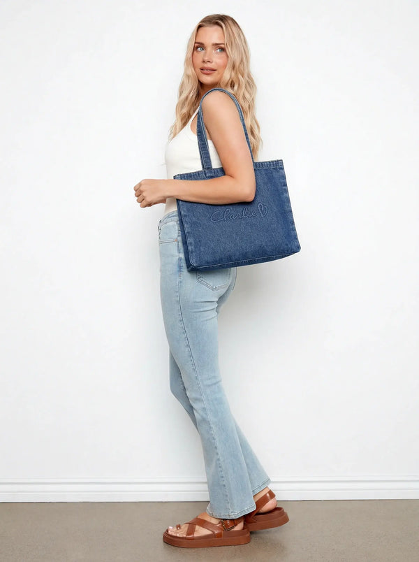 Sac cabas en denim - Bleu Moyen