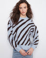 Sweater with a stylish crew neck, featuring unique zebra-like stripes in contrasting colors for a bold look by Charlie B.