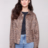 Leopard print jacket featuring a stylish shirt collar and sleek design for a chic look by Charlie B.